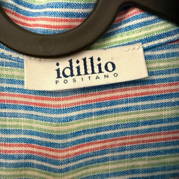 Idillio Positano Linen Candy Striped Beachy Long Sleeve Button Shirt Mens Medium - Picture 2 of 7